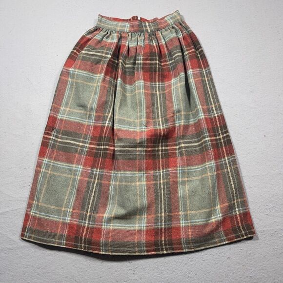 Vintage Skirt Womens 7/8 Red Plaid‎ Maxi Modest Classic Preppy Union Made - Picture 1 of 10